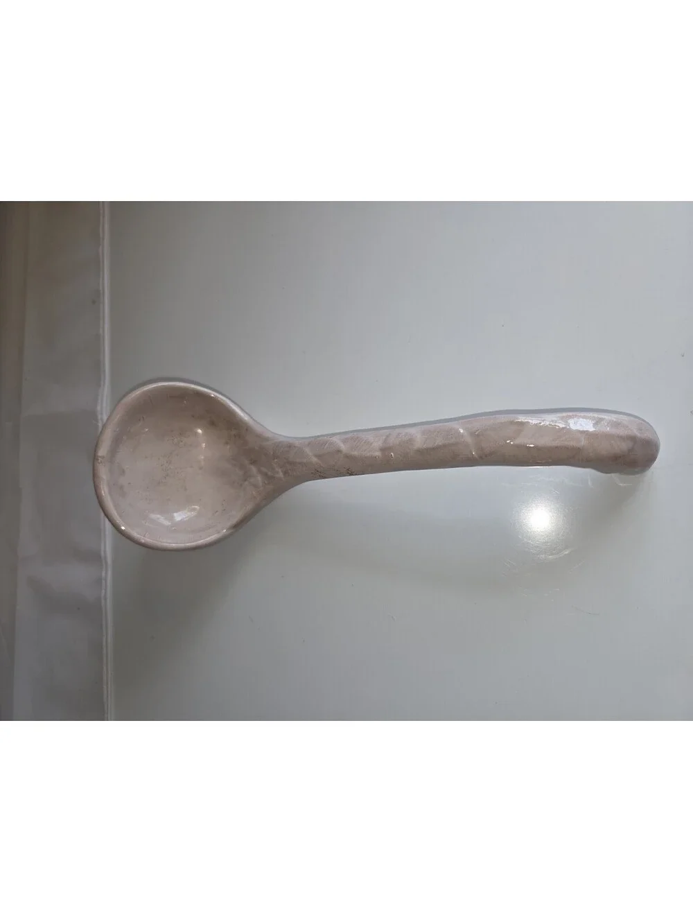 Vintage Large Cottagecore Ceramic Soup Ladle 9